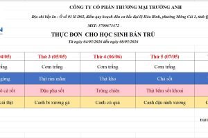 THỰC ĐƠN TUẦN 33 (04/05-08/05/2026)