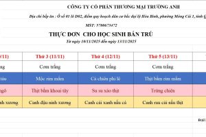 THỰC ĐƠN TUẦN 10 (10/11 – 13/11/2025)