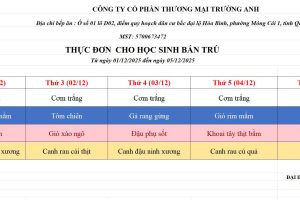THỰC ĐƠN TUẦN 13 (01/12 – 05/12/2025)