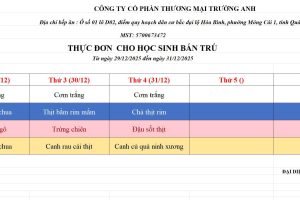 THỰC ĐƠN TUẦN 17 (29/12 – 31/12/2025)