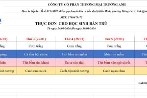 THỰC ĐƠN TUẦN 21 (26/01 – 30/01/2026)