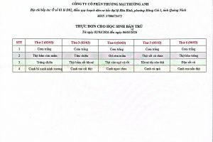 THỰC ĐƠN TUẦN 24 (02/03 – 06/03/2026)