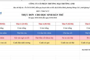 THỰC ĐƠN TUẦN 28 (30/03 – 03/04/2026)