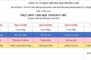 THỰC ĐƠN TUẦN 31 (20/04 – 24/04/2026)