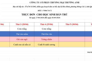 THỰC ĐƠN TUẦN 32 (27/04 – 01/05/2026)