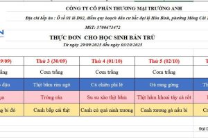 THỰC ĐƠN TUẦN 4 (29/09-03/10/2025)