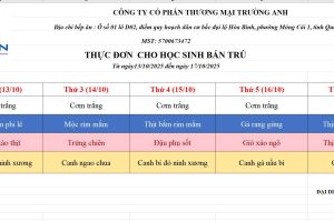 THỰC ĐƠN TUẦN 6 (13/10-17/10/2025)